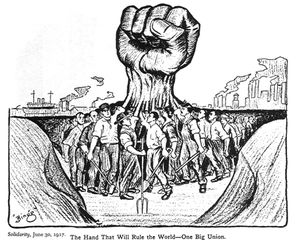 Union. Cartoon published in the Industrial Workers of the World (IWW) journal Solidarity on June 30, 1917. Public domain.